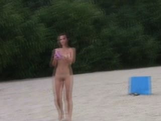 Hot Teen Blonde Plays In The Wet Sand Naked