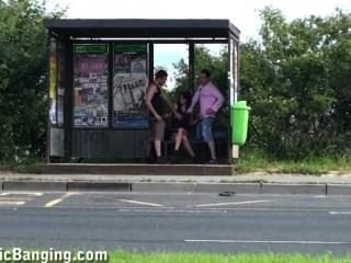 Crazy Threesome At A Bus Stop Part 1