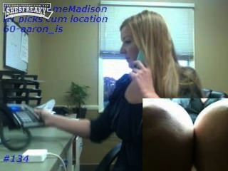 Riding Dildo While On The Phone At Work