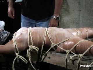 Bound Naked Slave Gets Covered With Hot Wax And Given Orgasms