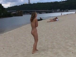 Nude Teen Friends Play Around At A Public Beach